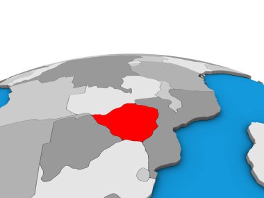 Zimbabve siyasi 3d dünya üzerinde. 3D çizim.