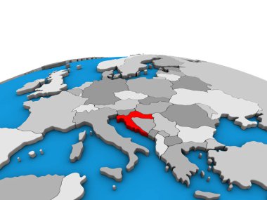 Hırvatistan siyasi 3d dünya üzerinde. 3D çizim.