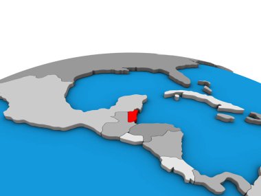 Belize siyasi 3d dünya üzerinde. 3D çizim.