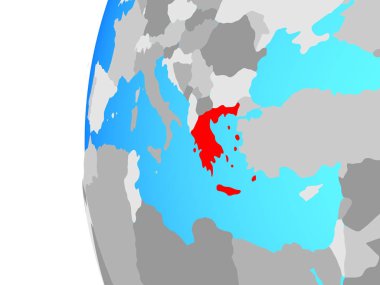 Yunanistan mavi siyasi dünya üzerinde. 3D çizim.