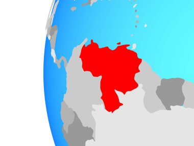 Venezuela mavi siyasi dünya üzerinde. 3D çizim.