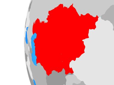 Orta Asya mavi siyasi dünya üzerinde. 3D çizim.