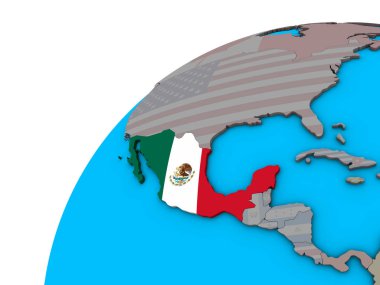 Meksika Ulusal bayrağını 3d dünya ile. 3D çizim.