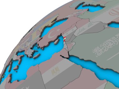 Lübnan Ulusal bayrağını 3d dünya ile. 3D çizim.