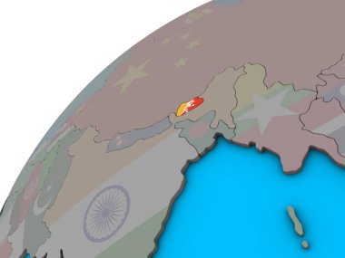 Bhutan Ulusal bayrağını 3d dünya ile. 3D çizim.