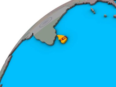 Sri Lanka ulusal bayrağını 3d dünya ile. 3D çizim.