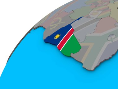 Namibya Ulusal bayrağını 3d dünya ile. 3D çizim.