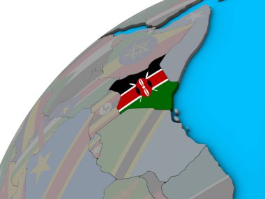 Kenya Ulusal bayrağını 3d dünya ile. 3D çizim.