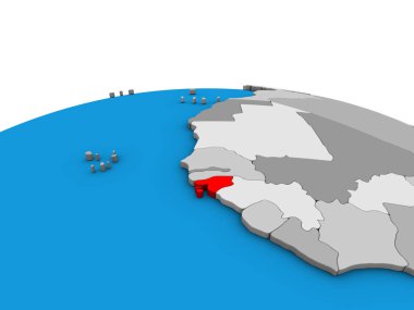 Gine-Bissau siyasi 3d dünya üzerinde. 3D çizim.