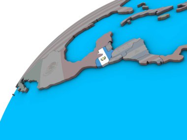 Guatemala 3d dünya üzerinde ulusal bayrak ile. 3D çizim.