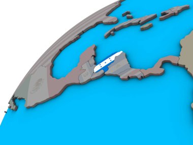 Honduras Ulusal bayrağını 3d dünya ile. 3D çizim.