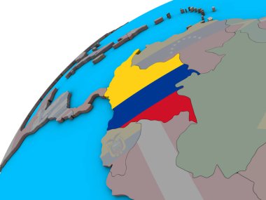 Kolombiya ile 3d dünya Ulusal bayrağını. 3D çizim.