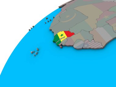 Senegal ile 3d dünya Ulusal bayrağını. 3D çizim.