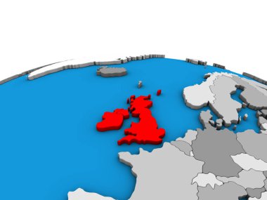 Britanya Adaları siyasi 3d dünya üzerinde. 3D çizim.