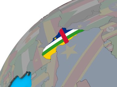 Orta Afrika Ulusal bayrağını 3d dünya ile. 3D çizim.