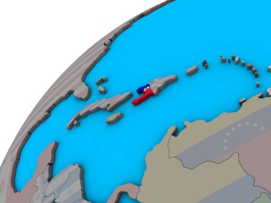 3d dünya üzerinde ulusal bayrak ile Haiti. 3D çizim.