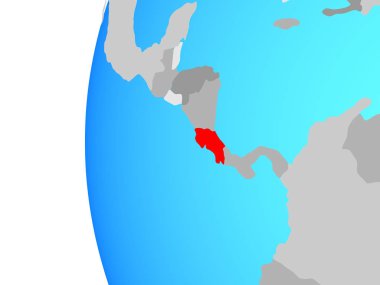 Kosta Rika mavi siyasi dünya üzerinde. 3D çizim.