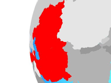 Eko üye devletler mavi siyasi dünya üzerinde. 3D çizim.