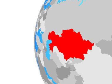 Kazakistan mavi siyasi dünya üzerinde. 3D çizim.