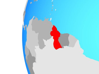 Guyana mavi siyasi dünya üzerinde. 3D çizim.