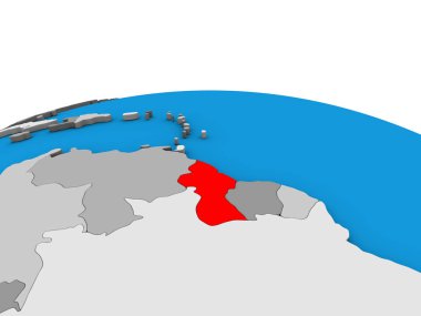 Guyana siyasi 3d dünya üzerinde. 3D çizim.