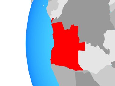 Angola mavi siyasi dünya üzerinde. 3D çizim.