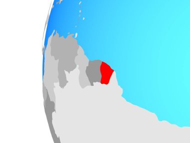 Fransız Guyanası mavi siyasi dünya üzerinde. 3D çizim.