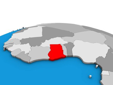 Gana siyasi 3d dünya üzerinde. 3D çizim.