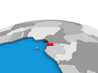 Ekvator Ginesi siyasi 3d dünya üzerinde. 3D çizim.