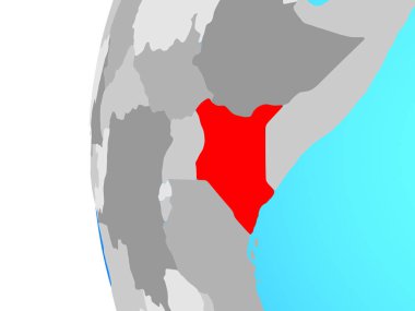 Kenya mavi siyasi dünya üzerinde. 3D çizim.