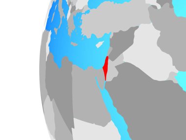 İsrail mavi siyasi dünya üzerinde. 3D çizim.