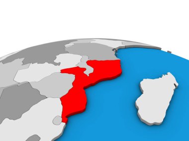 Mozambik siyasi 3d dünya üzerinde. 3D çizim.