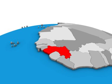 Gine siyasi 3d dünya üzerinde. 3D çizim.