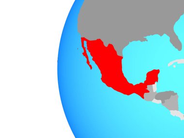 Meksika mavi siyasi dünya üzerinde. 3D çizim.