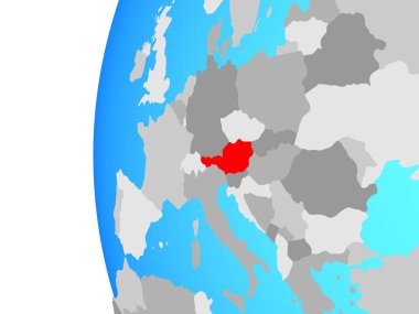 Avusturya mavi siyasi dünya üzerinde. 3D çizim.
