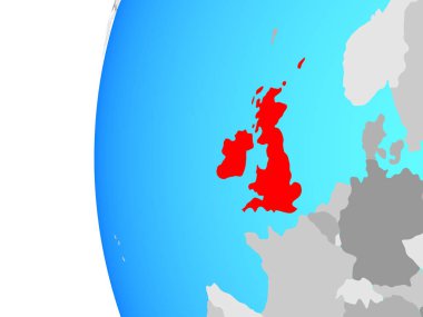 Britanya Adaları mavi siyasi dünya üzerinde. 3D çizim.
