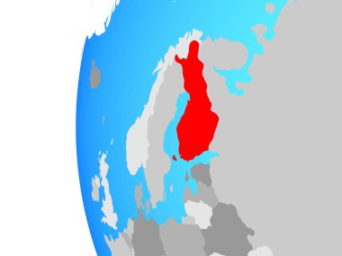 Finlandiya mavi siyasi dünya üzerinde. 3D çizim.