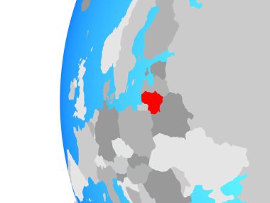 Litvanya mavi siyasi dünya üzerinde. 3D çizim.