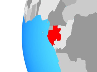 Gabon mavi siyasi dünya üzerinde. 3D çizim.
