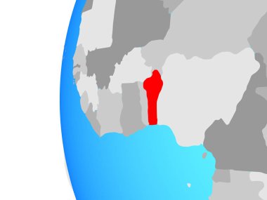 Benin mavi siyasi dünya üzerinde. 3D çizim.