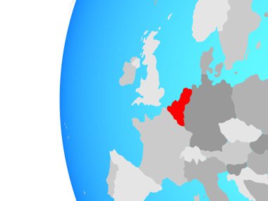 Benelux Birliği mavi siyasi dünya üzerinde. 3D çizim.