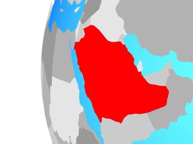Suudi Arabistan mavi siyasi dünya üzerinde. 3D çizim.