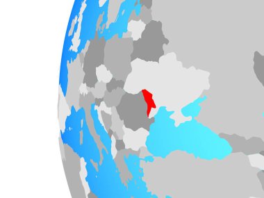 Moldova mavi siyasi dünya üzerinde. 3D çizim.