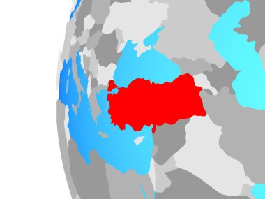 Türkiye mavi siyasi dünya üzerinde. 3D çizim.