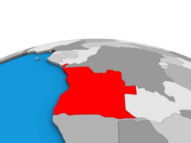 Angola siyasi 3d dünya üzerinde. 3D çizim.