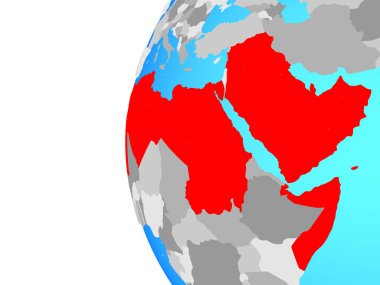 Arap Birliği mavi siyasi dünya üzerinde. 3D çizim.