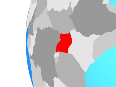 Uganda mavi siyasi dünya üzerinde. 3D çizim.