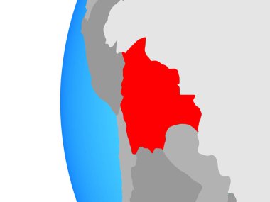 Bolivya mavi siyasi dünya üzerinde. 3D çizim.