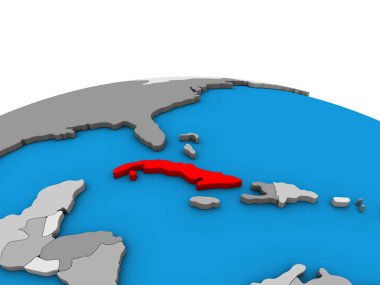 Küba siyasi 3d dünya üzerinde. 3D çizim.