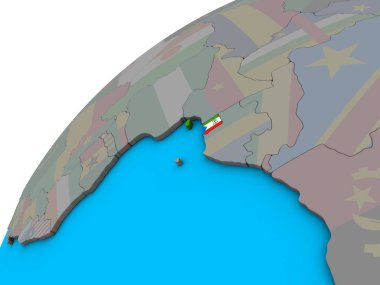 Ekvator Ginesi 3d dünya üzerinde ulusal bayrak ile. 3D çizim.